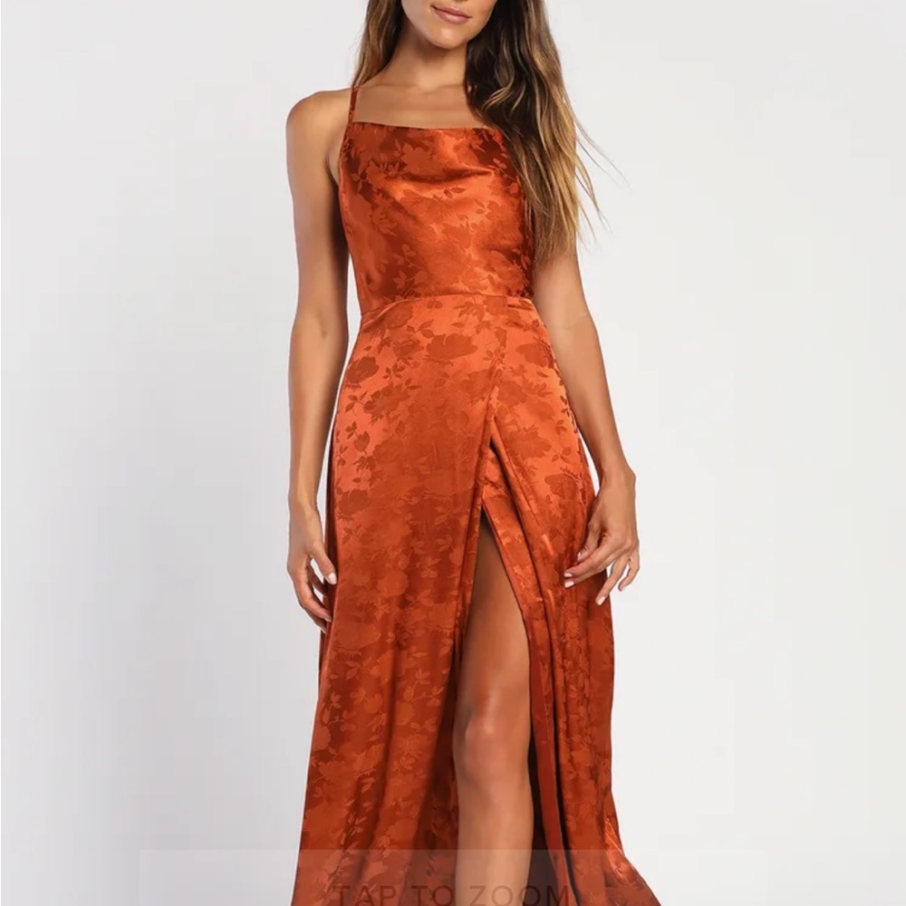 Elegant Rust Floral Maxi Dress